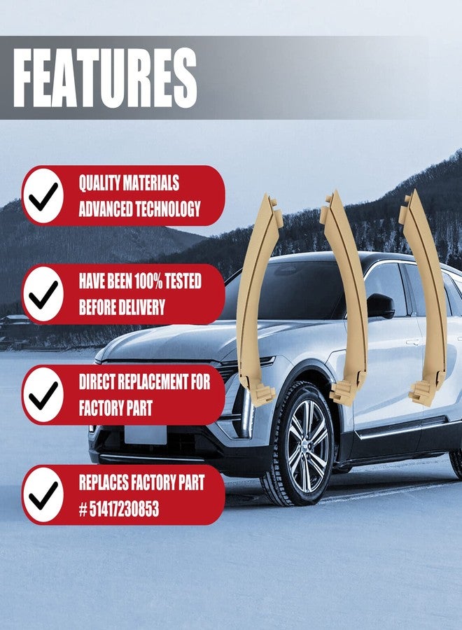 FEXON غطاء مقبض سحب لوحة باب السيارة الداخلي والخارجي من FEXON، 3 أزواج، بديل لسيارات BMW الفئة الثالثة E90 E91 E92 E93 (323، 325، 328، 330، 335) باللون البيج. - Image 2